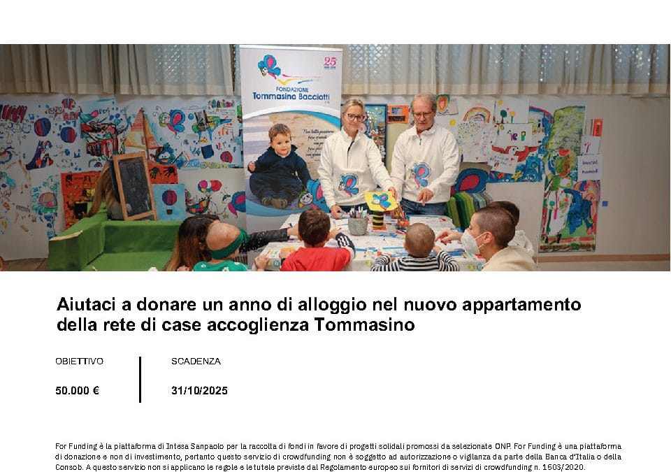 Raccolta Fondi Fondazione Tommasino Bacciotti ETS – For Funding di Intesa San Paolo